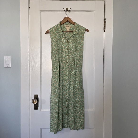 April Cornell Dresses & Skirts - Vintage April Cornell Floral Midi-Dress – Size L – Sage Green 